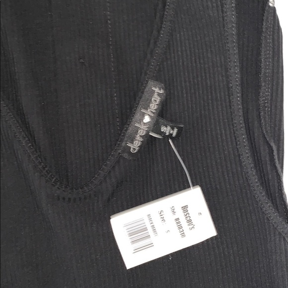 LAST ONE AVAILABLE - New Women Black Gold Ribbed Vneck Bodycon Dress Size Small - Picture 5 of 11